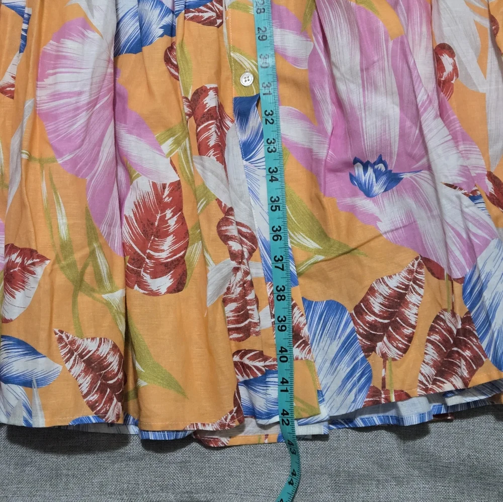 NEVER A WALLFLOWER Tropical Print Tiered Maxi Skirt Button Down Cotton Size XL - Picture 7 of 10